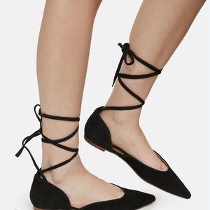 Free People Black Suede Wrap Up Flats